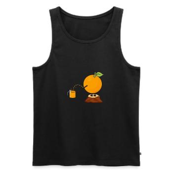 Freche Orange bei der Herstellung von Orangensaft - Männer Premium Bio Tank Top - Schwarz - Vorne - AI Model Male 178 light (178cm)