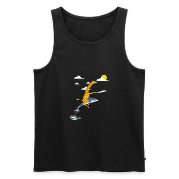 Piratengiraffe reitet auf Hai - Männer Premium Bio Tank Top - Schwarz - Vorne - AI Model Male 178 light (178cm)