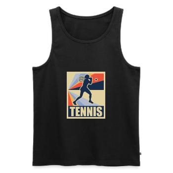 Retro tennis supplément vie cadeau - Débardeur bio Premium Homme - noir - Devant - Michal (187cm)