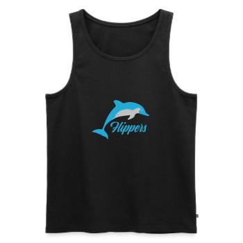Flipper Springender Delfin Logo Schriftzug - Männer Premium Bio Tank Top - Schwarz - Vorne - AI Model Male 178 light (178cm)