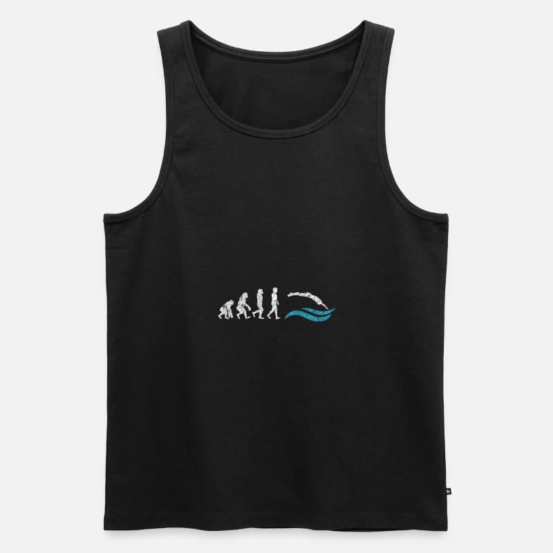 Schwimmer Evolution Affe Geschenk Sprung - Männer Premium Bio Tank Top - Schwarz