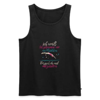 Schwimmerin Sprungbrett Geschenk - Männer Premium Bio Tank Top - Schwarz - Vorne - Michal (187cm)
