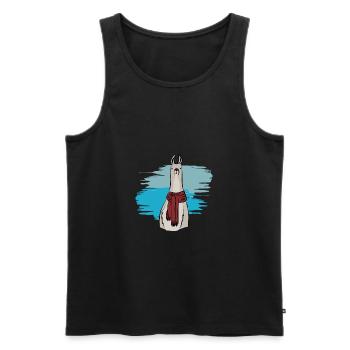 Funny Llama Llama Alpaca t-shirt gift ideas - Men's Premium Organic Tank Top - black - Front - Michal (187cm)