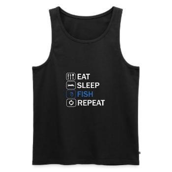 Eat sleep fish repeat - Men's Premium Organic Tank Top - black - Front - Michal (187cm)