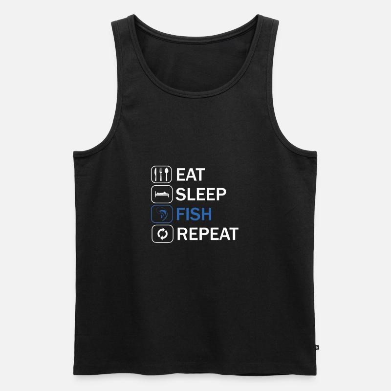 Eat sleep fish repeat - Männer Premium Bio Tank Top - Schwarz