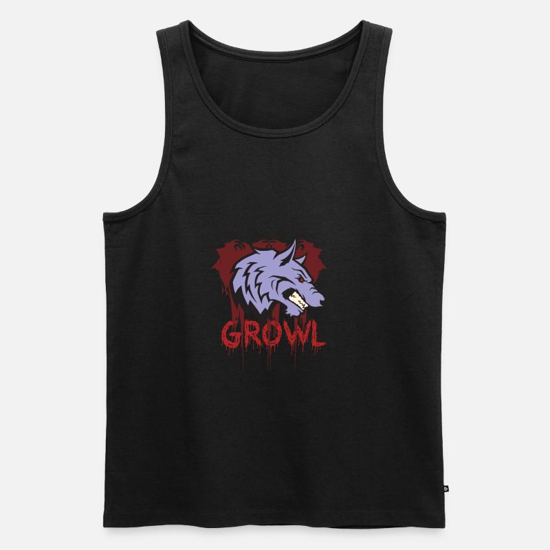 Heulender Wolf - Männer Premium Bio Tank Top - Schwarz