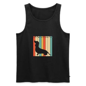 Retro Dachshund Wiener Sausage Dog - Men's Premium Organic Tank Top - black - Front - AI Model Male 178 light (178cm)