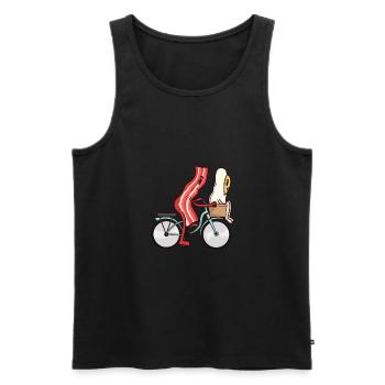 Valentine's day in love with breakfast egg bacon love - Men's Premium Organic Tank Top - black - Front - AI Model Male 178 light (178cm)