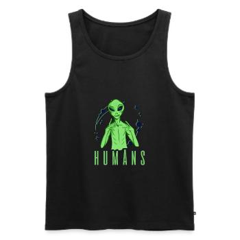 Humans Ufo Alien Menschen Verwirrt Geschenk - Männer Premium Bio Tank Top - Schwarz - Vorne - Michal (187cm)