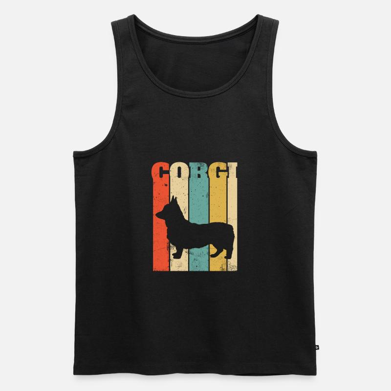 Retro Weinlese-Corgi - Männer Premium Bio Tank Top - Schwarz