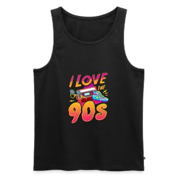 I Love the 90s 90er Jahre - Men's Premium Organic Tank Top - black - Front - AI Model Male 178 light (178cm)