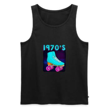 Roller Disco Retro 70s Party Costume design - Men's Premium Organic Tank Top - black - Front - AI Model Male 178 light (178cm)