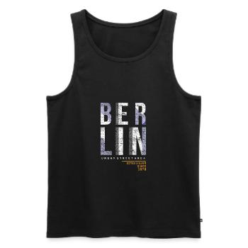 Berlin - Débardeur bio Premium Homme - noir - Devant - AI Model Male 178 light (178cm)