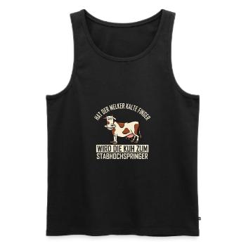 Vache vaches animaux ferme cadeau · Doigts froids - Débardeur bio Premium Homme - noir - Devant - Michal (187cm)