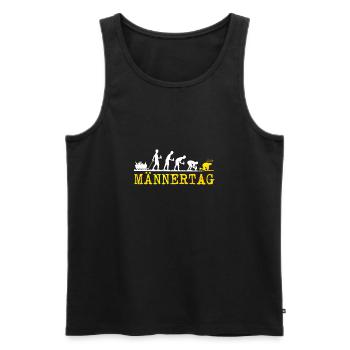 Maennertag Herrentag Evolution Biertrinken - Männer Premium Bio Tank Top - Schwarz - Vorne - AI Model Male 178 light (178cm)