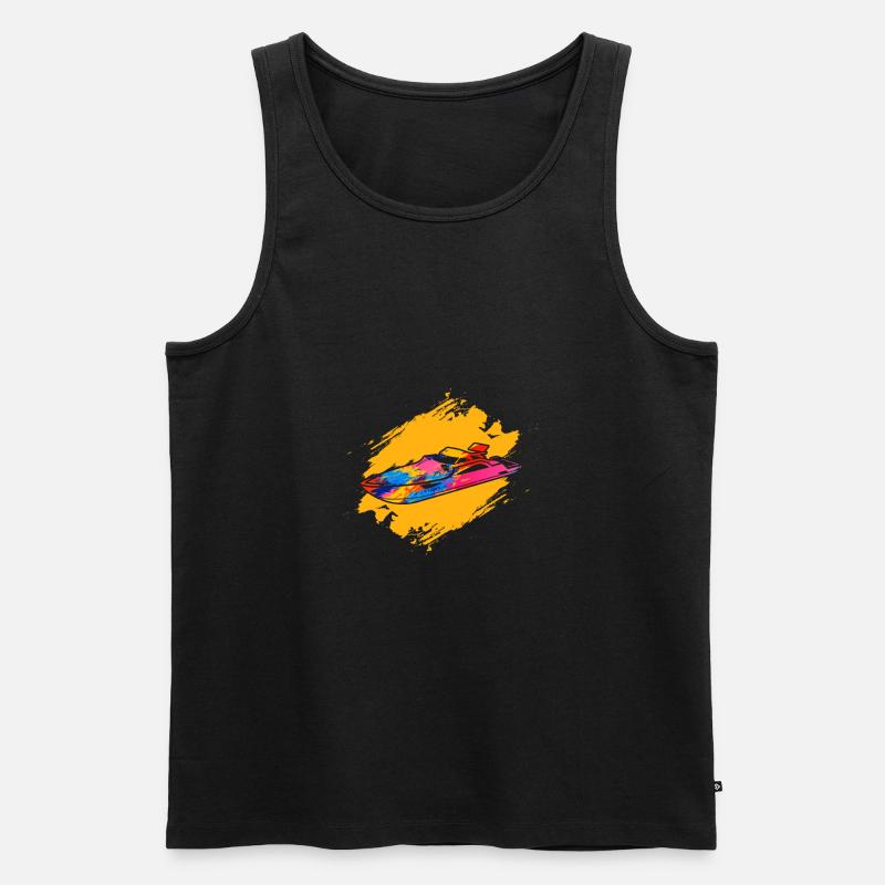 Retro Motorboot - Männer Premium Bio Tank Top - Schwarz