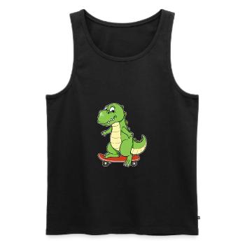 Dino Dinosaur Skateboard Planche À Roulettes T-Rex - Débardeur bio Premium Homme - noir - Devant - Michal (187cm)