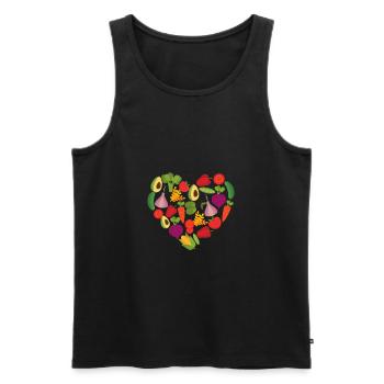 fruits, vegetables, heart, love, vegan - Men's Premium Organic Tank Top - black - Front - Michal (187cm)