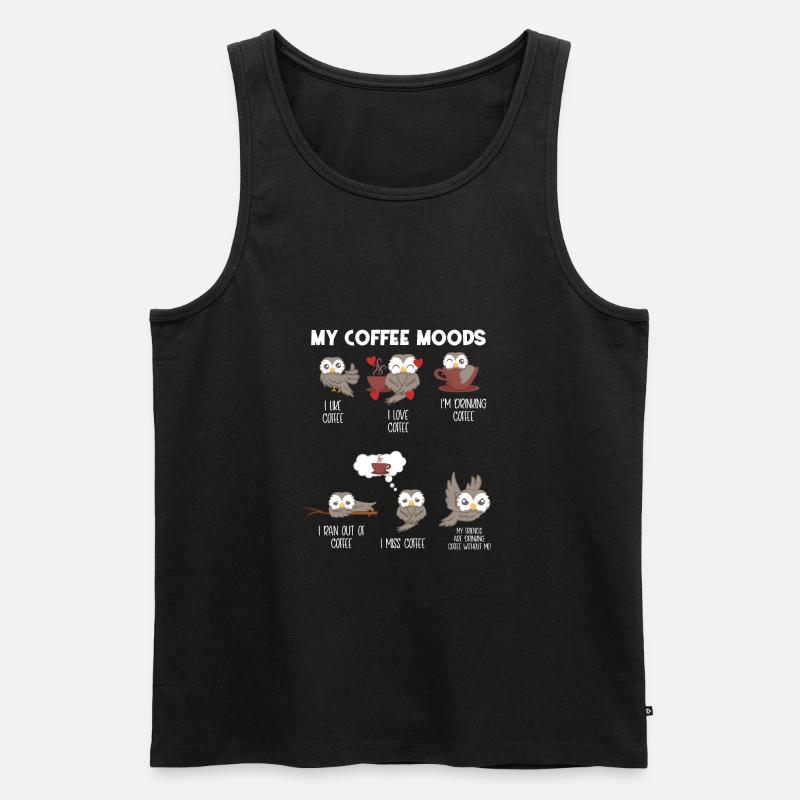 Eule - Eulen - Kaffee - Laune - Männer Premium Bio Tank Top - Schwarz