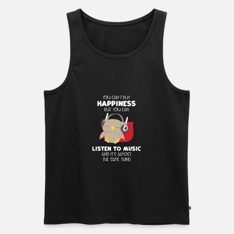 Eule - Eulen - Glück - Musik - Spruch - Männer Premium Bio Tank Top - Schwarz