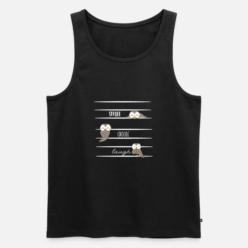 Eule - Eulen - Lachen - Spruch - Männer Premium Bio Tank Top - Schwarz