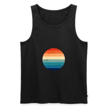 Retro Vintage 70er Jahre Sonne Abstrakt T-Shirt - Men's Premium Organic Tank Top - black - Front - Michal (187cm)