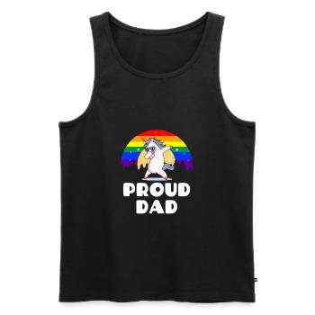 Proud Dad - Gay Pride Unicorn LGBT Flag - Männer Premium Bio Tank Top - Schwarz - Vorne - AI Model Male 178 light (178cm)