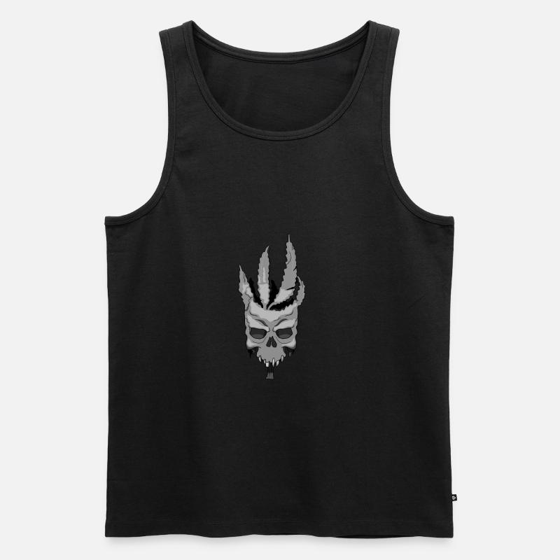 Hanfblatt Cannabis Skull Design Geschenkidee - Männer Premium Bio Tank Top - Schwarz