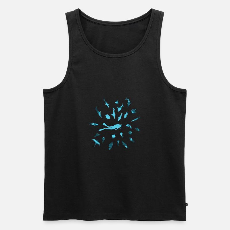 Tauchen mit Fish - Männer Premium Bio Tank Top - Schwarz