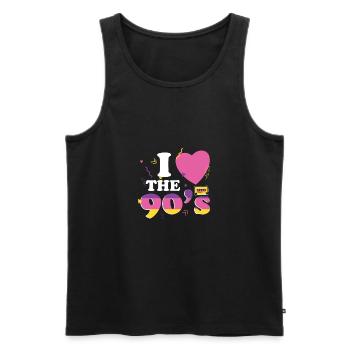 90s disco music party costume 1990 90s retro - Men's Premium Organic Tank Top - black - Front - Michal (187cm)