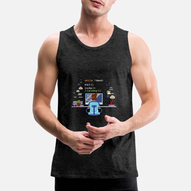 Eat Sleep Code Programmation informatique Débardeur bio Premium Homme