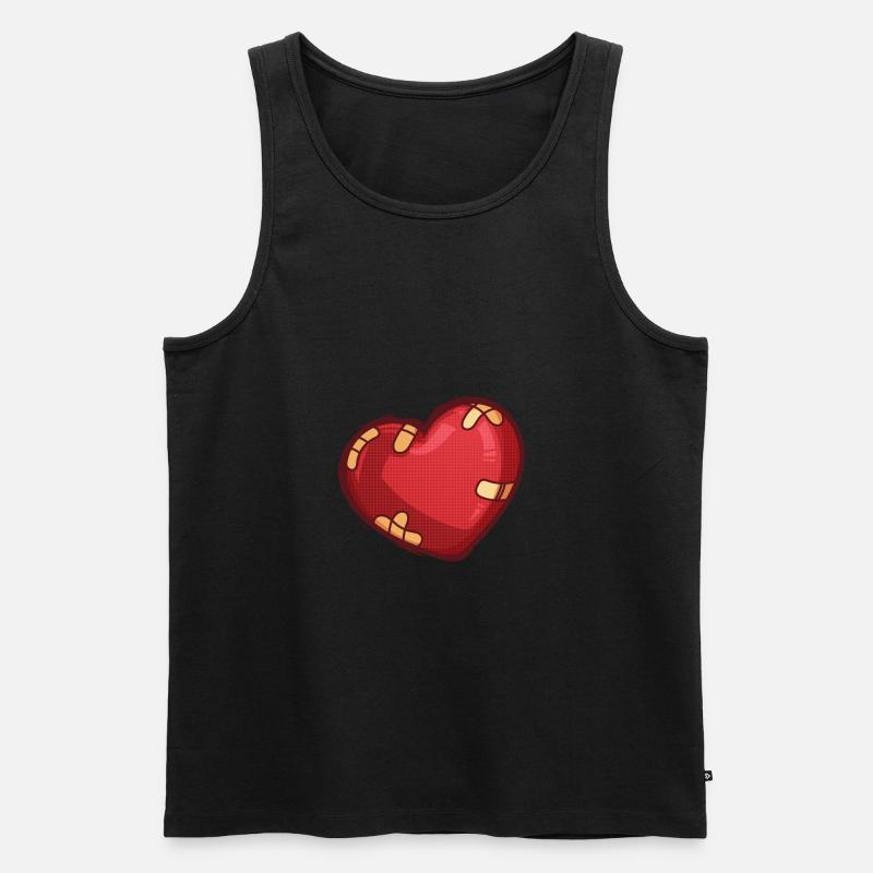 Herz mit Pflaster - Männer Premium Bio Tank Top - Schwarz