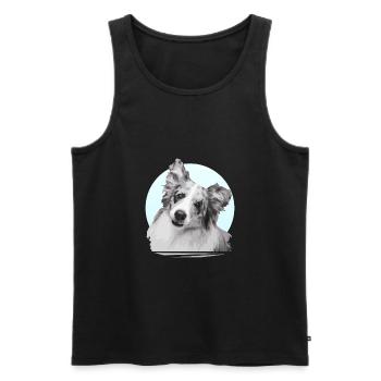 Border Collie Tee Shirt - Men's Premium Organic Tank Top - black - Front - Michal (187cm)