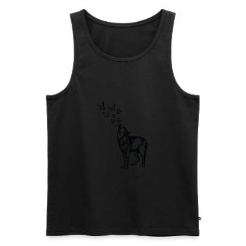 Wolf und Schmetterlinge - Männer Premium Bio Tank Top - Schwarz - Vorne - Michal (187cm)