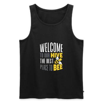 Welcome to our Hive Bee Gift - Men's Premium Organic Tank Top - black - Front - Michal (187cm)