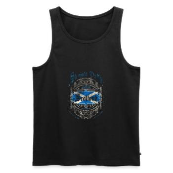 Scotland - Men's Premium Organic Tank Top - black - Front - AI Model Male 178 light (178cm)