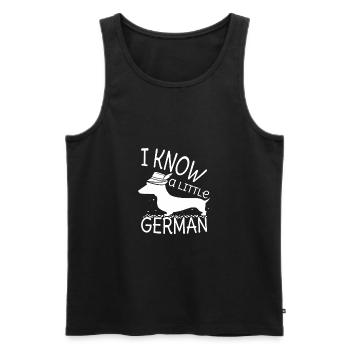 Teckel - Je connais un peu l'allemand - Débardeur bio Premium Homme - noir - Devant - AI Model Male 178 light (178cm)