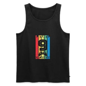 Retro Level 9 Unlocked - Men's Premium Organic Tank Top - black - Front - AI Model Male 178 light (178cm)
