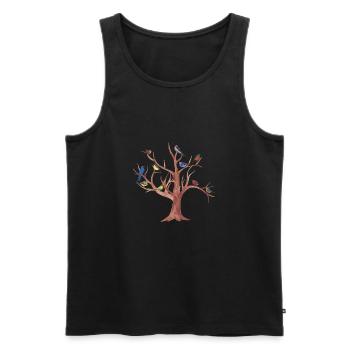 Fun Nature Lovers Trees and Birds Are Cool Gift - Men's Premium Organic Tank Top - black - Front - AI Model Male 178 light (178cm)