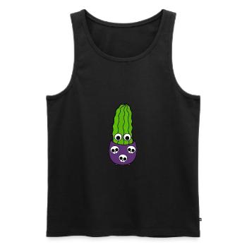 Tall Cactus In Halloween Skull Pot - Men's Premium Organic Tank Top - black - Front - AI Model Male 178 light (178cm)