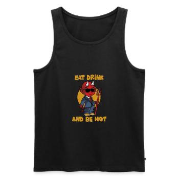 Eat drink and be hot - Teufel - Satan - Luzifer - Männer Premium Bio Tank Top - Schwarz - Vorne - Michal (187cm)