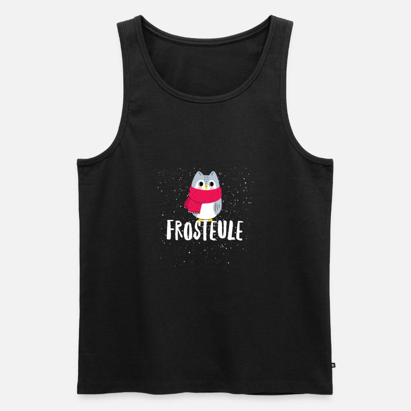 Frosteule Frostbeule eule mit schal - Männer Premium Bio Tank Top - Schwarz
