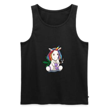 Lustiges Cannabis Weed Einhorn Geschenk Design - Männer Premium Bio Tank Top - Schwarz - Vorne - AI Model Male 178 light (178cm)