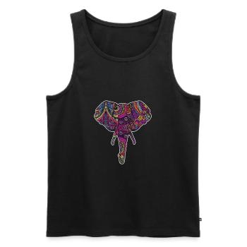 Éléphant réfléchissant coloré de couleur de l’Inde - Débardeur bio Premium Homme - noir - Devant - Michal (187cm)