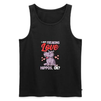 Niedlich, ich liebe nur Freaking Love Hippos, okay? Baby Nilpferd - Männer Premium Bio Tank Top - Schwarz - Vorne - Michal (187cm)