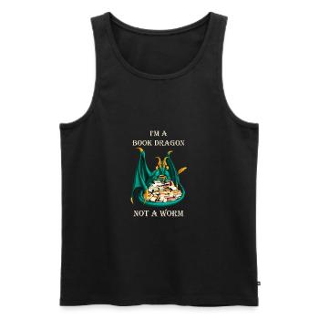 I'm A Book Dragon Not A Worm Shirt Bookworm Book L - Men's Premium Organic Tank Top - black - Front - Michal (187cm)