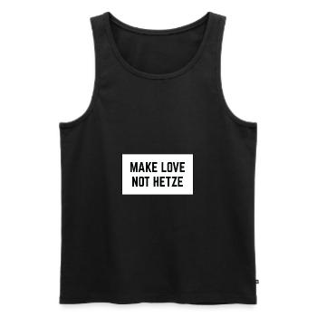 MAKE LOVE NOT HETZE - Männer Premium Bio Tank Top - Schwarz - Vorne - AI Model Male 178 light (178cm)