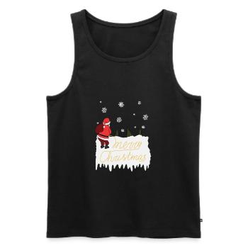 Joyeux noël, père noël, pipi, laid, christ - Débardeur bio Premium Homme - noir - Devant - Michal (187cm)