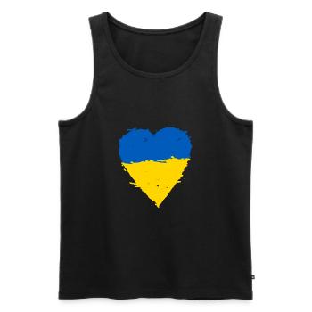 Coeur drapeau Ukraine - Débardeur bio Premium Homme - noir - Devant - AI Model Male 178 light (178cm)