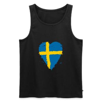 Coeur drapeau Suède - Débardeur bio Premium Homme - noir - Devant - AI Model Male 178 light (178cm)